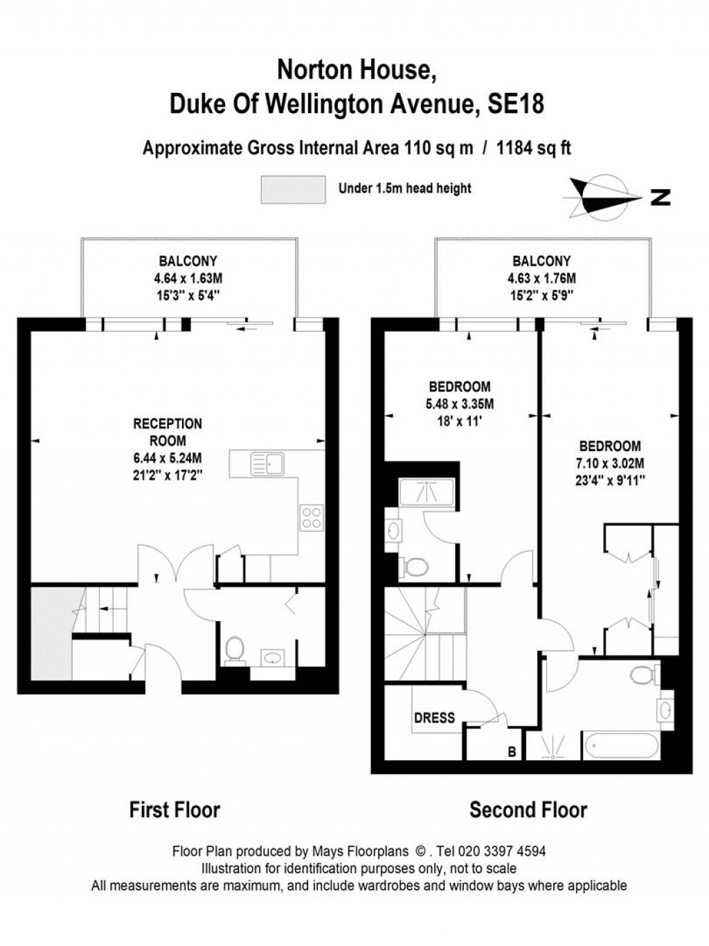 Floorplans For Norton House, Duke Of Wellington Avenue, London